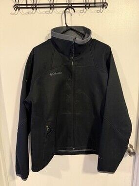 Columbia Interchange Softshell Jacket Black Zip Stand-Up Collar Men's XL